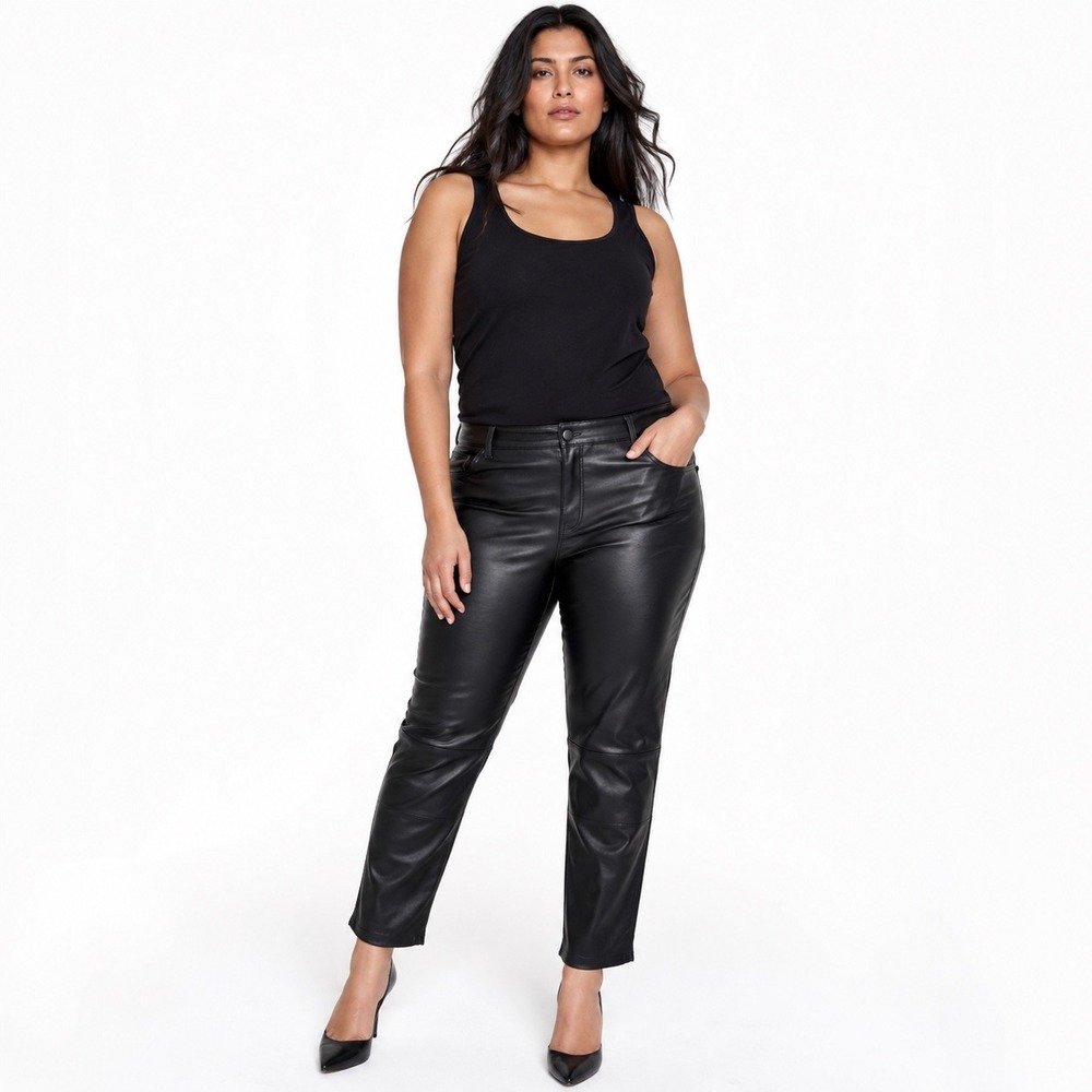 NEW Tinseltown Womens 20W Plus Black Faux Leather Pants Biker Y2K Moto Rocker